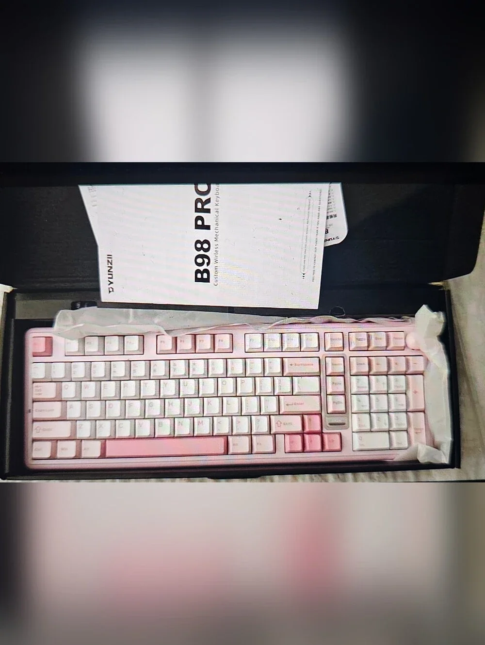 YUNZII 398 PRO Cat Theme Wireless Mechanical Keyboard - Pink